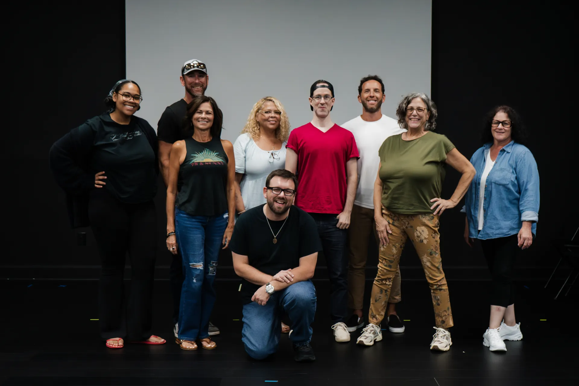 Silly Goose Comedy improv and acting class group on stage in Stuart, Florida